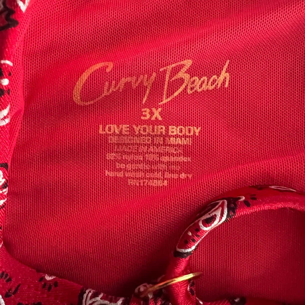Red Bandana Print Bikini Top - Classic Swim Bralette - Picture 3 of 4